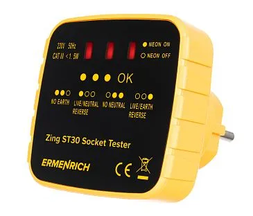 Тестер розеток Ermenrich Zing ST30, желтый