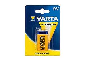 Элемент питания Varta «Крона» (6R61/6F22/MN1604), 1 шт., 9 В, солевый, изображение 1